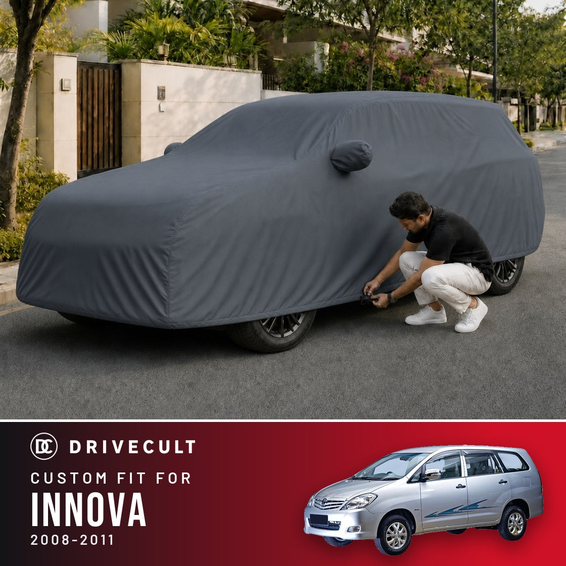 Toyota Innova 2008-2011 DriveCult Titan custom-fit waterproof car body cover