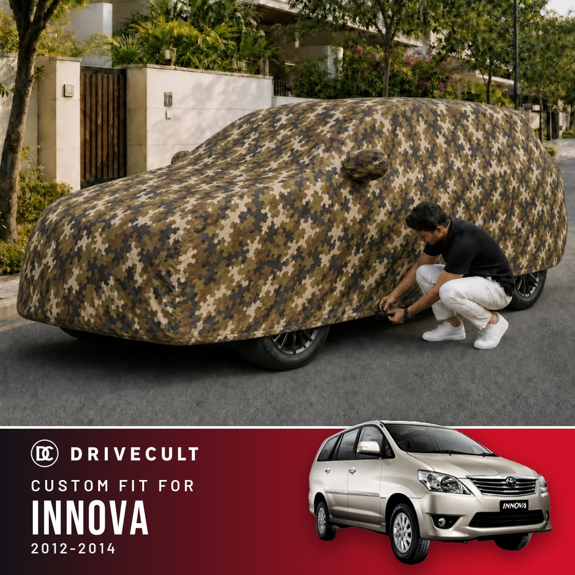 Toyota Innova 2012-2014 DriveCult Phantom custom-fit waterproof car body cover