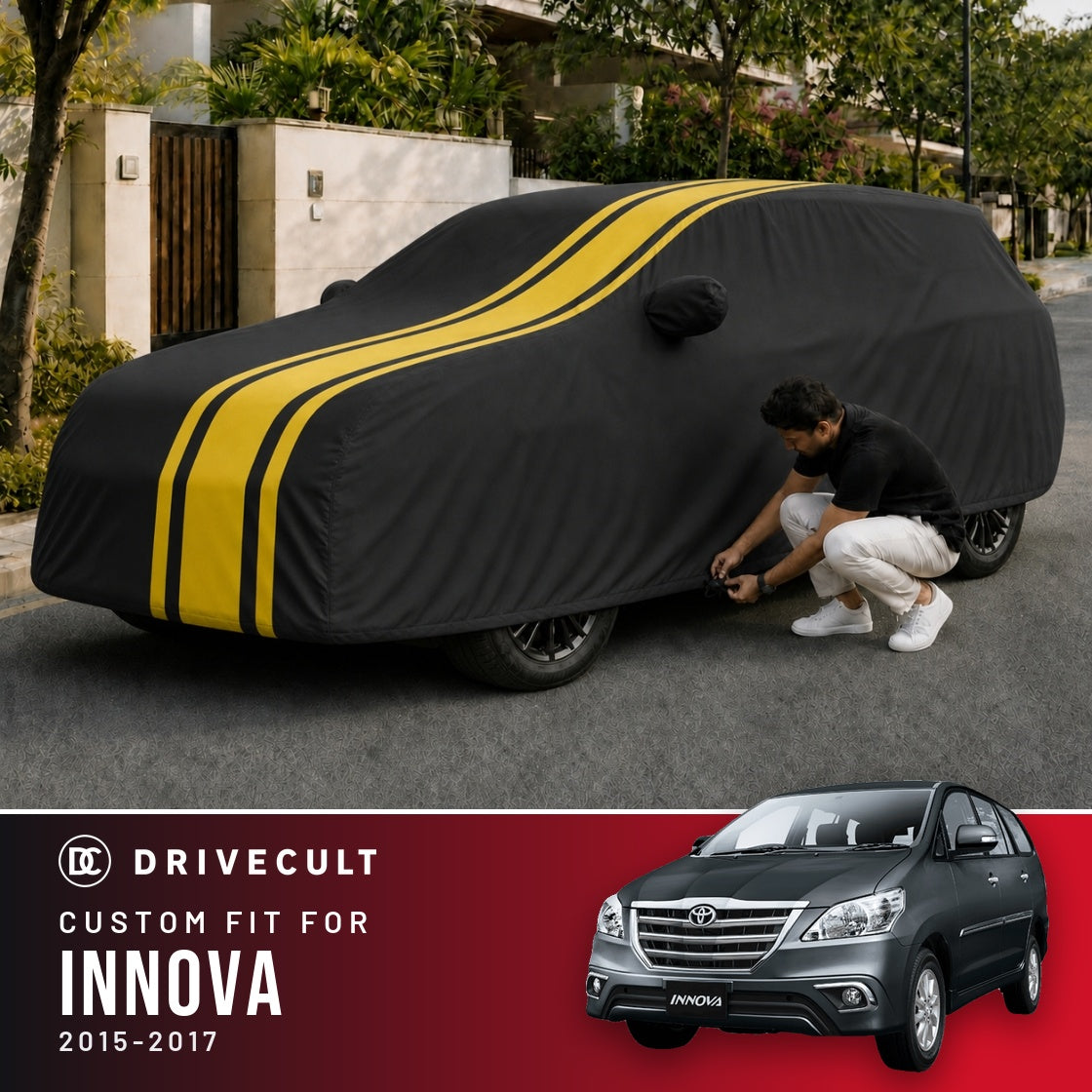 Toyota Innova 2015-2017 DriveCult Blaze custom-fit waterproof car body cover