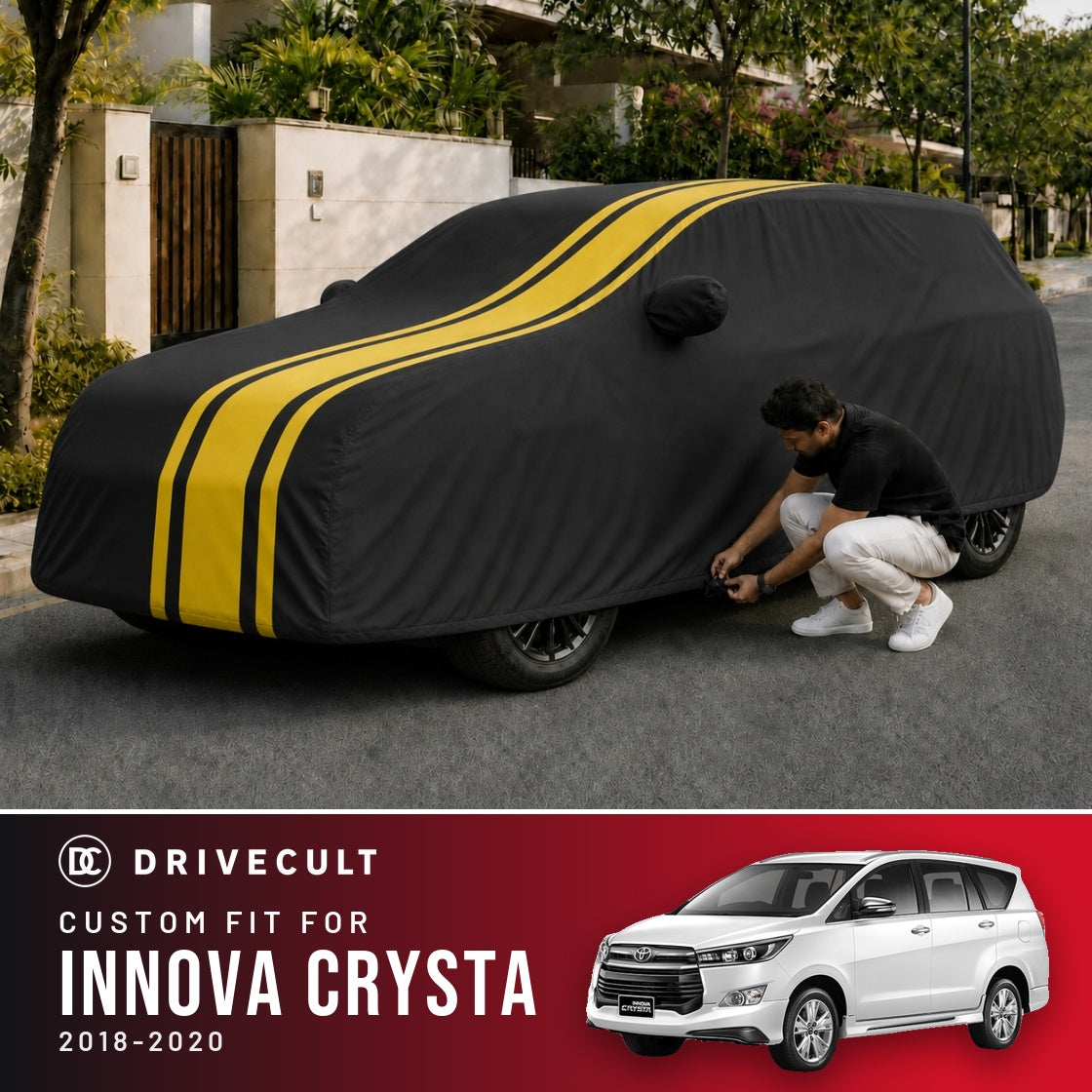 Toyota Innova Crysta 2018-2020 DriveCult Blaze custom-fit waterproof car body cover