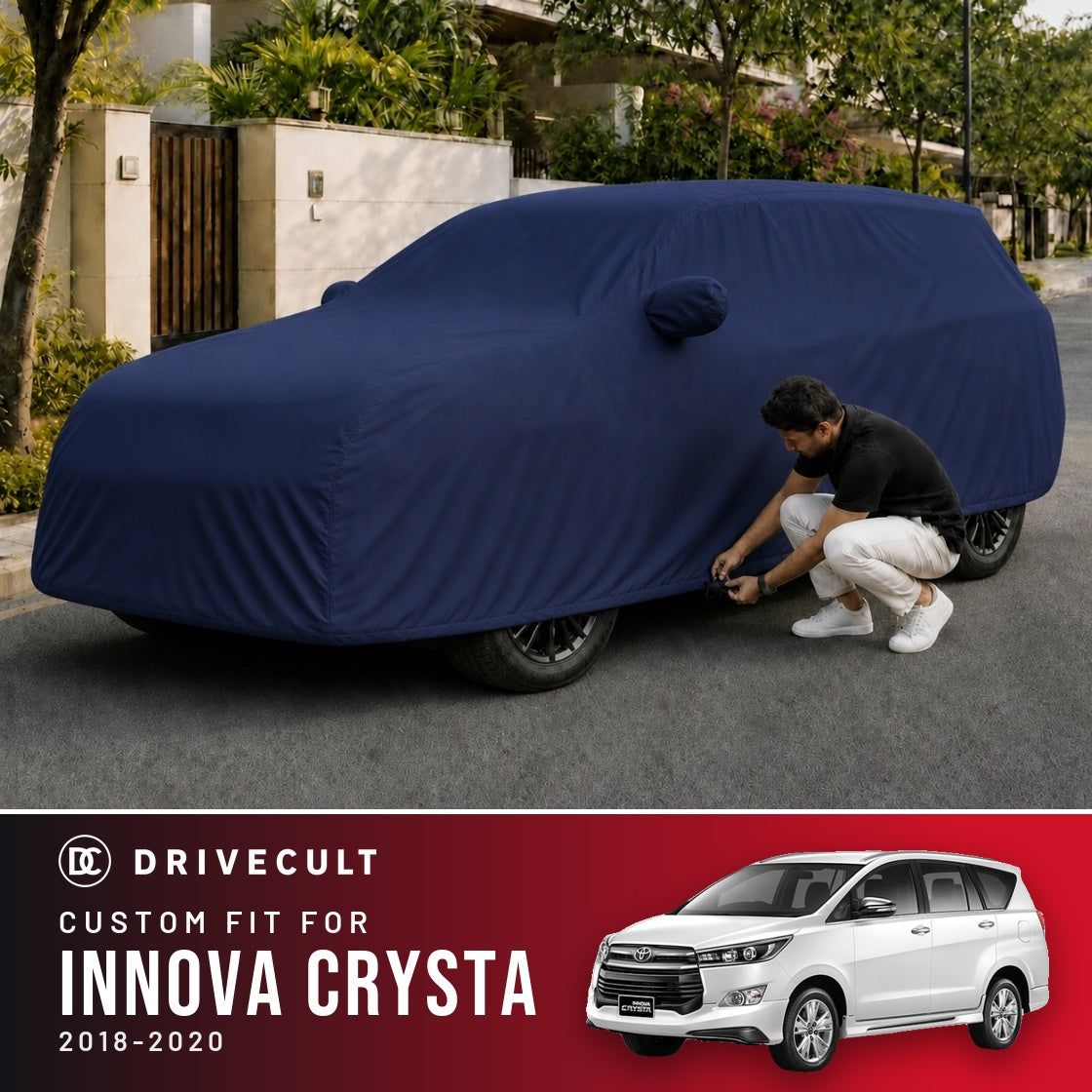 Toyota Innova Crysta 2018-2020 DriveCult Storm custom-fit waterproof car body cover