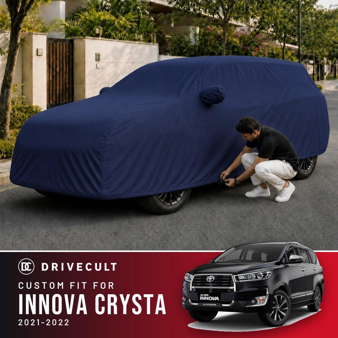 Toyota Innova Crysta 2021-2022 DriveCult Storm custom-fit waterproof car body cover