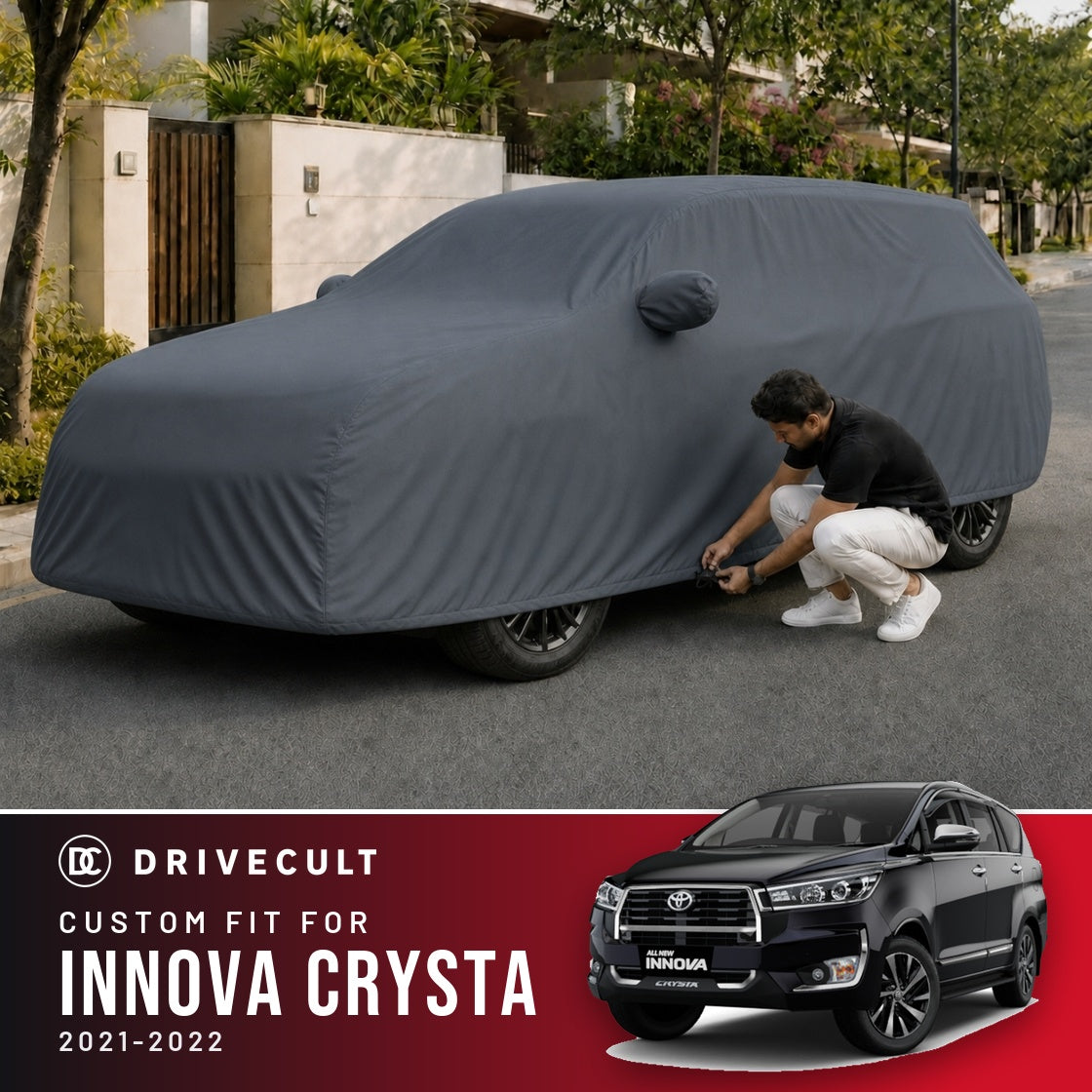 Toyota Innova Crysta 2021-2022 DriveCult Titan custom-fit waterproof car body cover