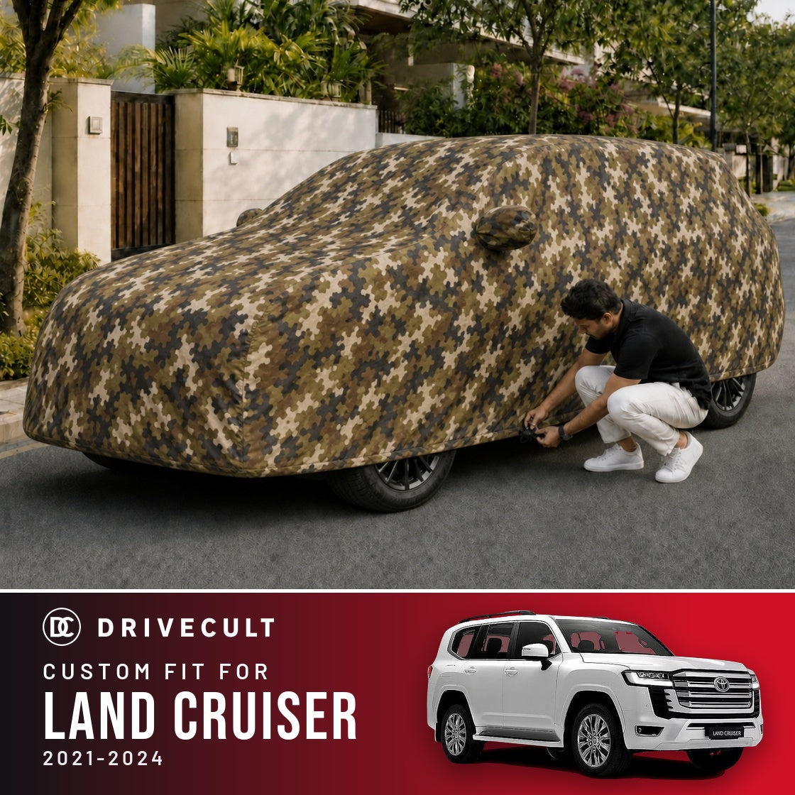 Toyota Land Cruiser 2021-2024 DriveCult Phantom custom-fit waterproof car body cover