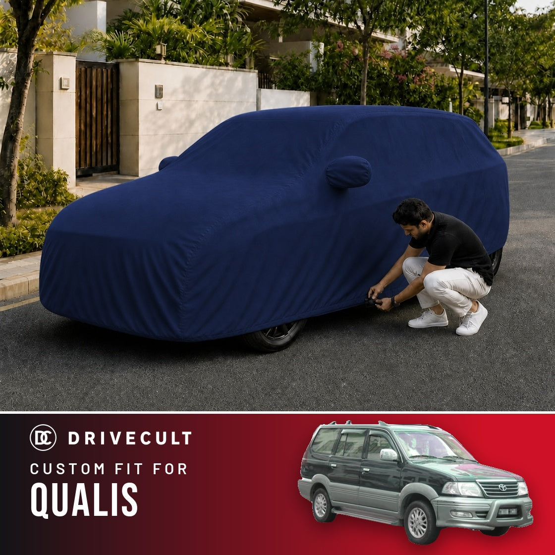 Toyota Qualis DriveCult Storm custom-fit waterproof car body cover