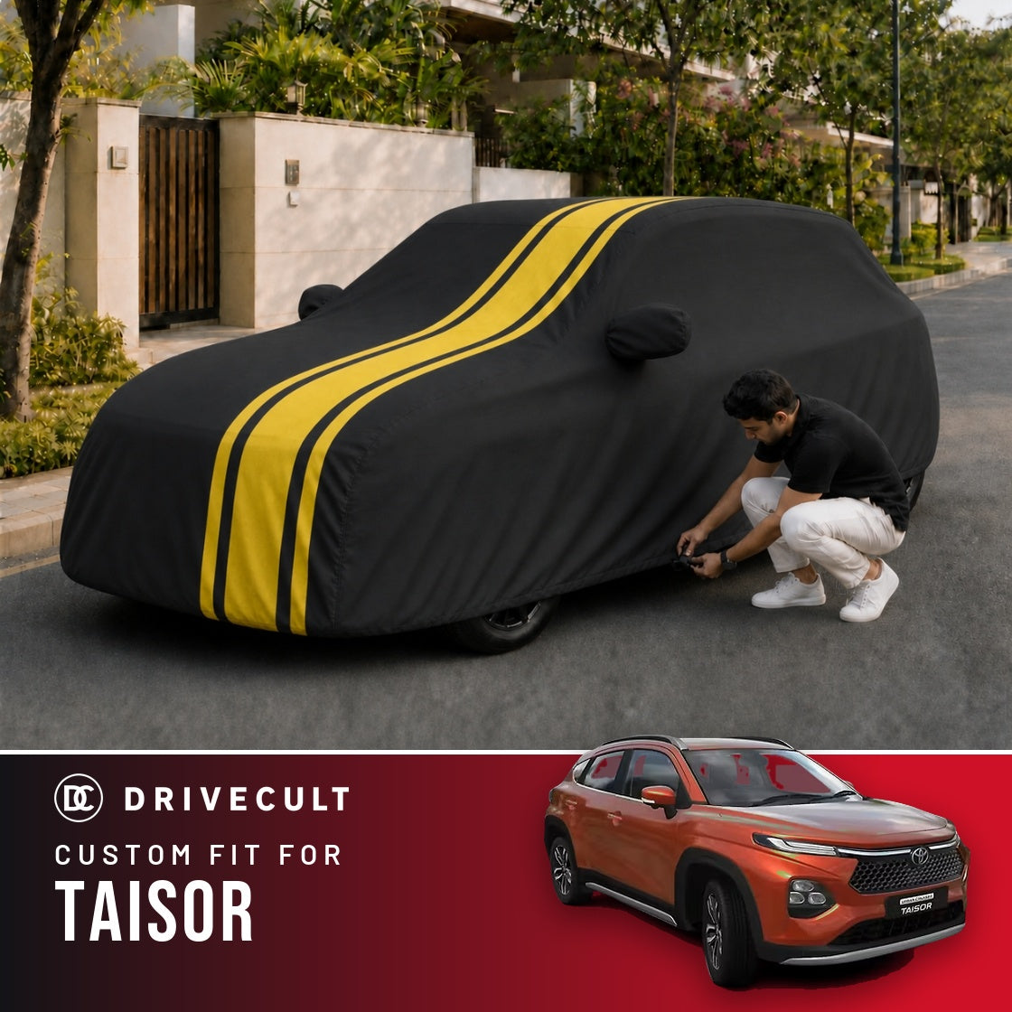 Toyota Taisor DriveCult Blaze custom-fit waterproof car body cover