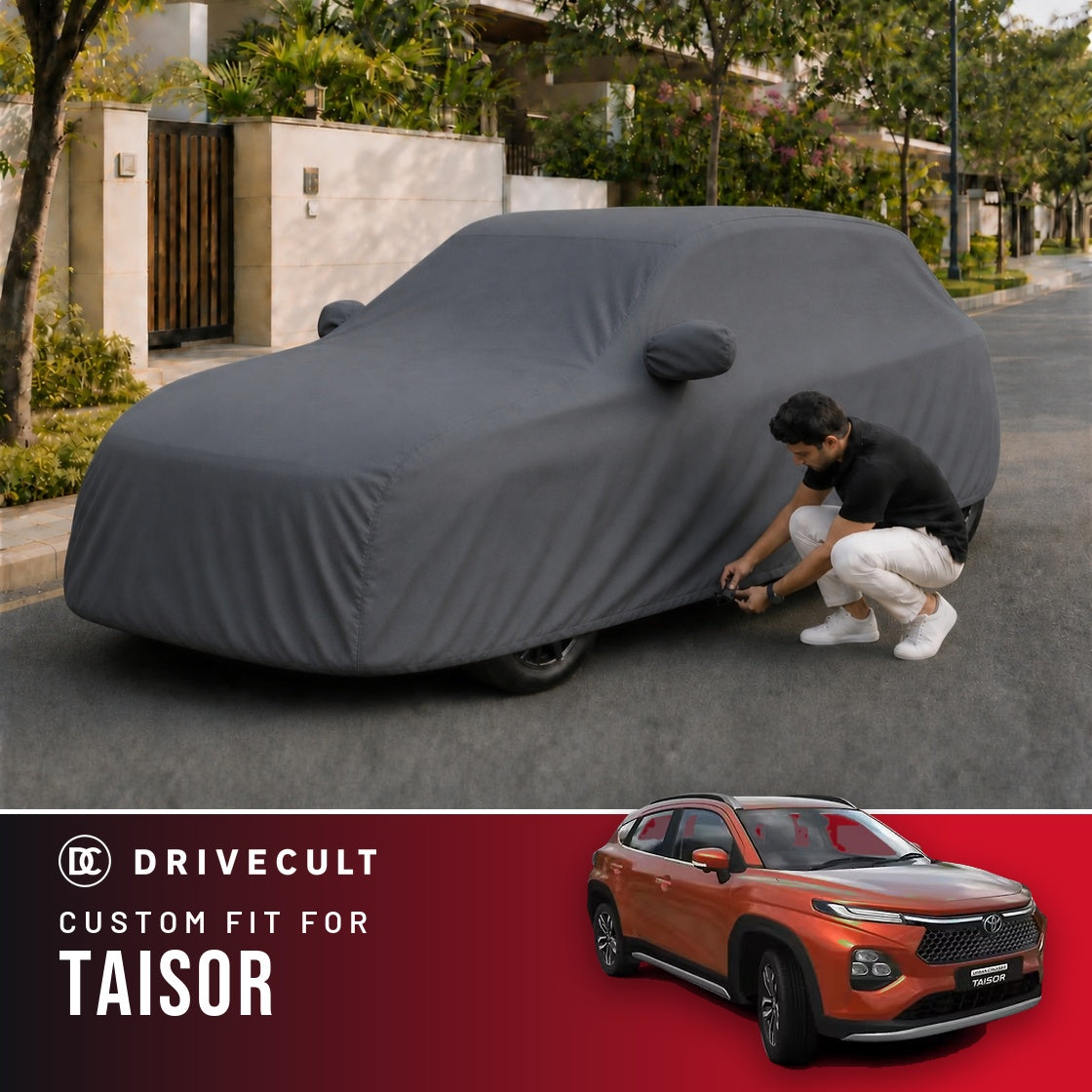Toyota Taisor DriveCult Titan custom-fit waterproof car body cover