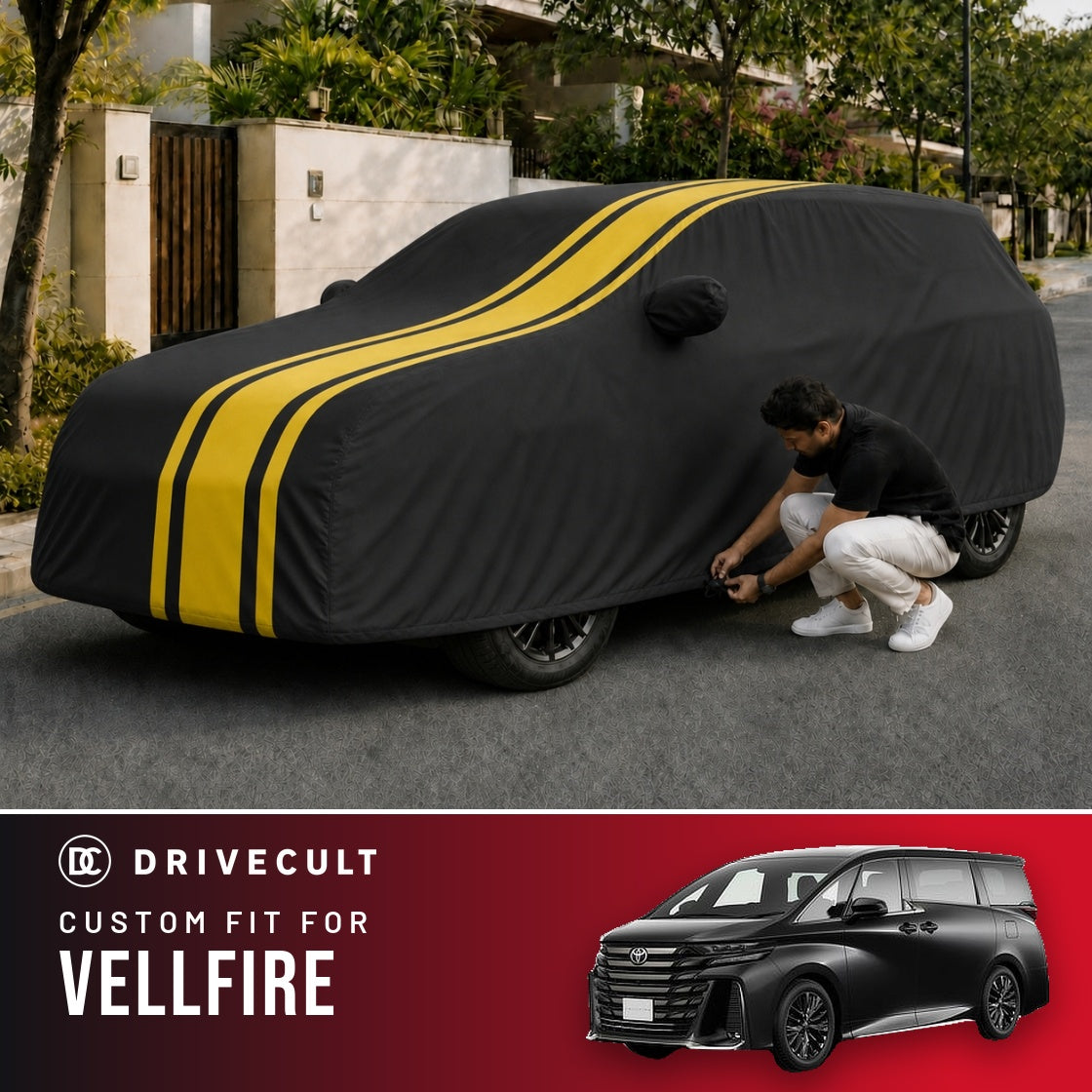 Toyota Vellfire DriveCult Blaze custom-fit waterproof car body cover