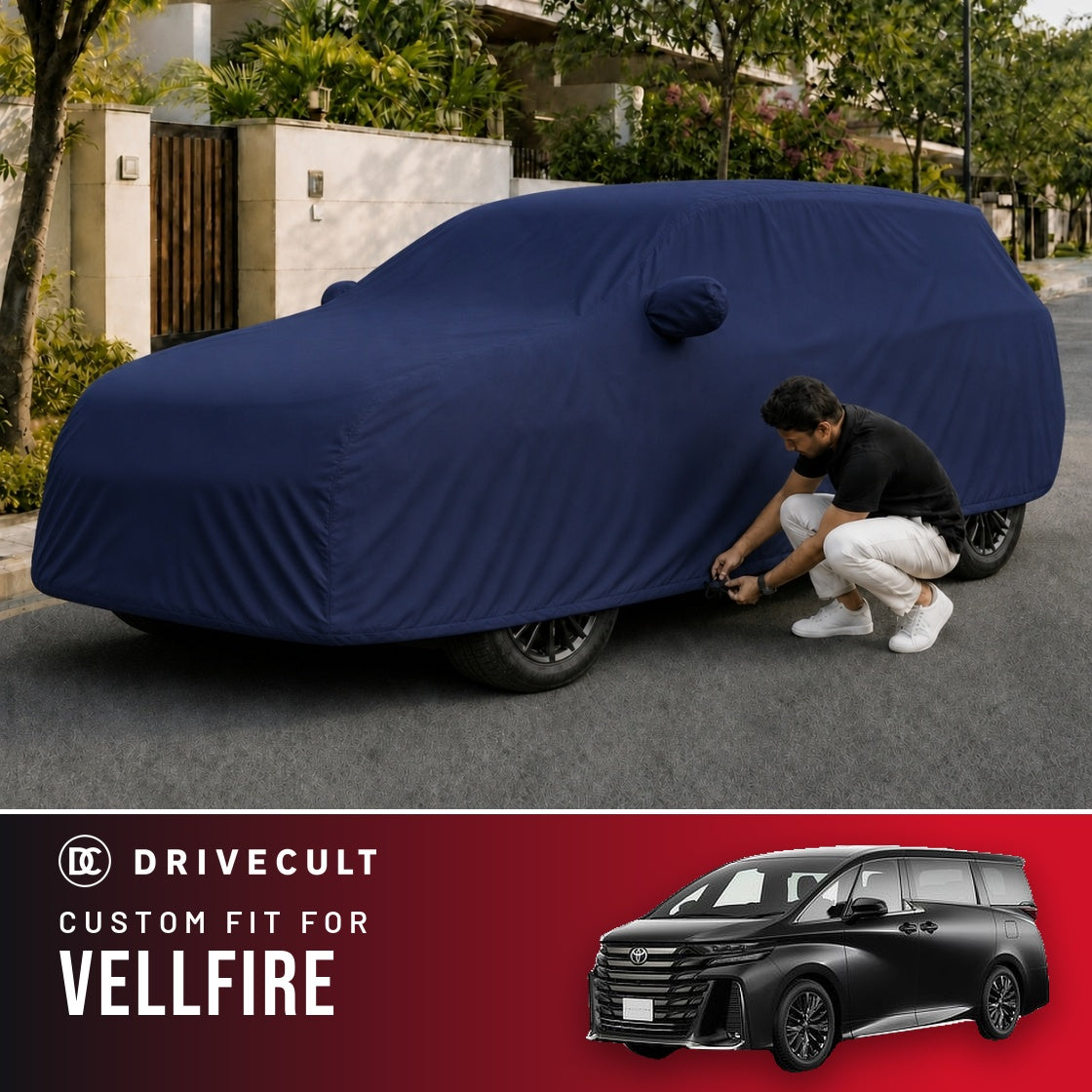 Toyota Vellfire DriveCult Storm custom-fit waterproof car body cover