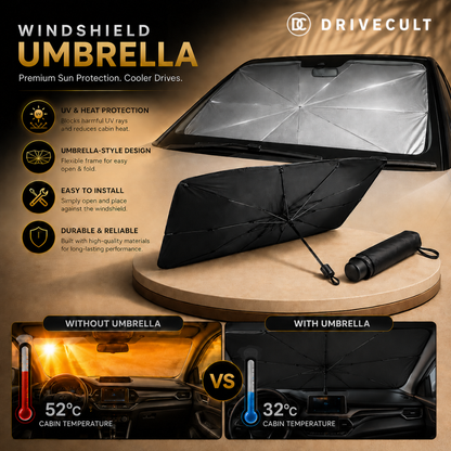 DriveCult car sun shade umbrella blocking sun and UV
