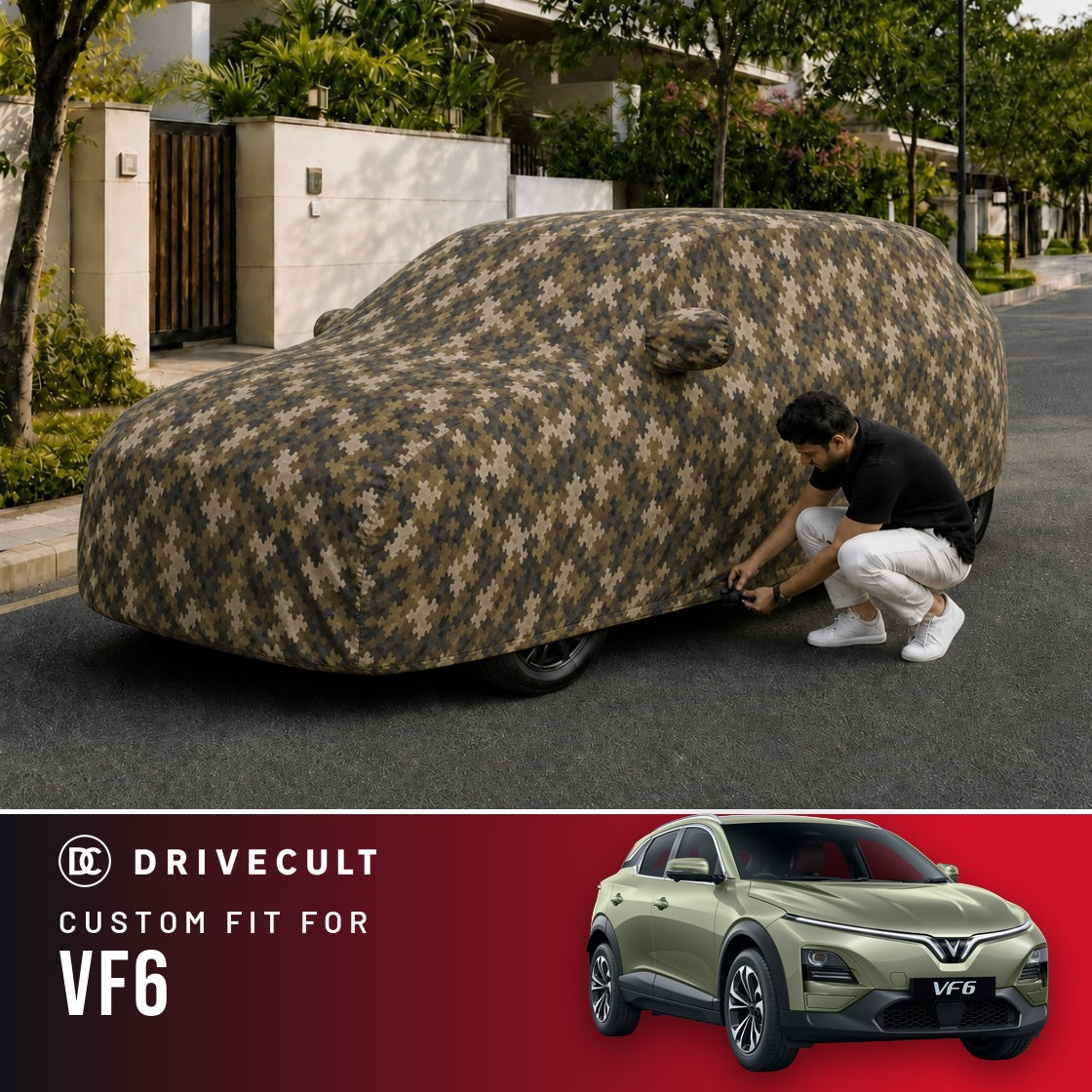 VinFast VF6 DriveCult Phantom custom-fit waterproof car body cover