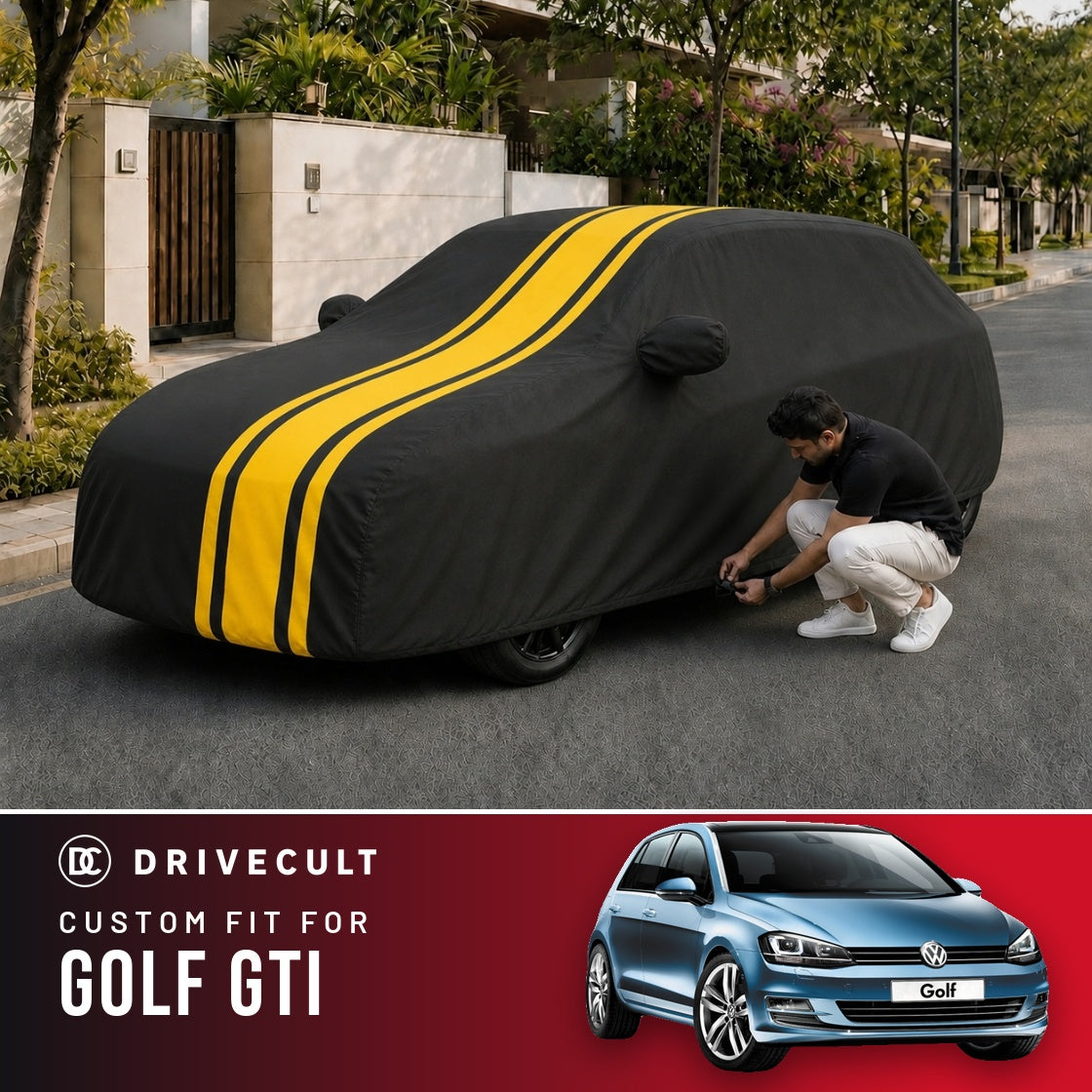 Volkswagen Golf GTI DriveCult Blaze custom-fit waterproof car body cover