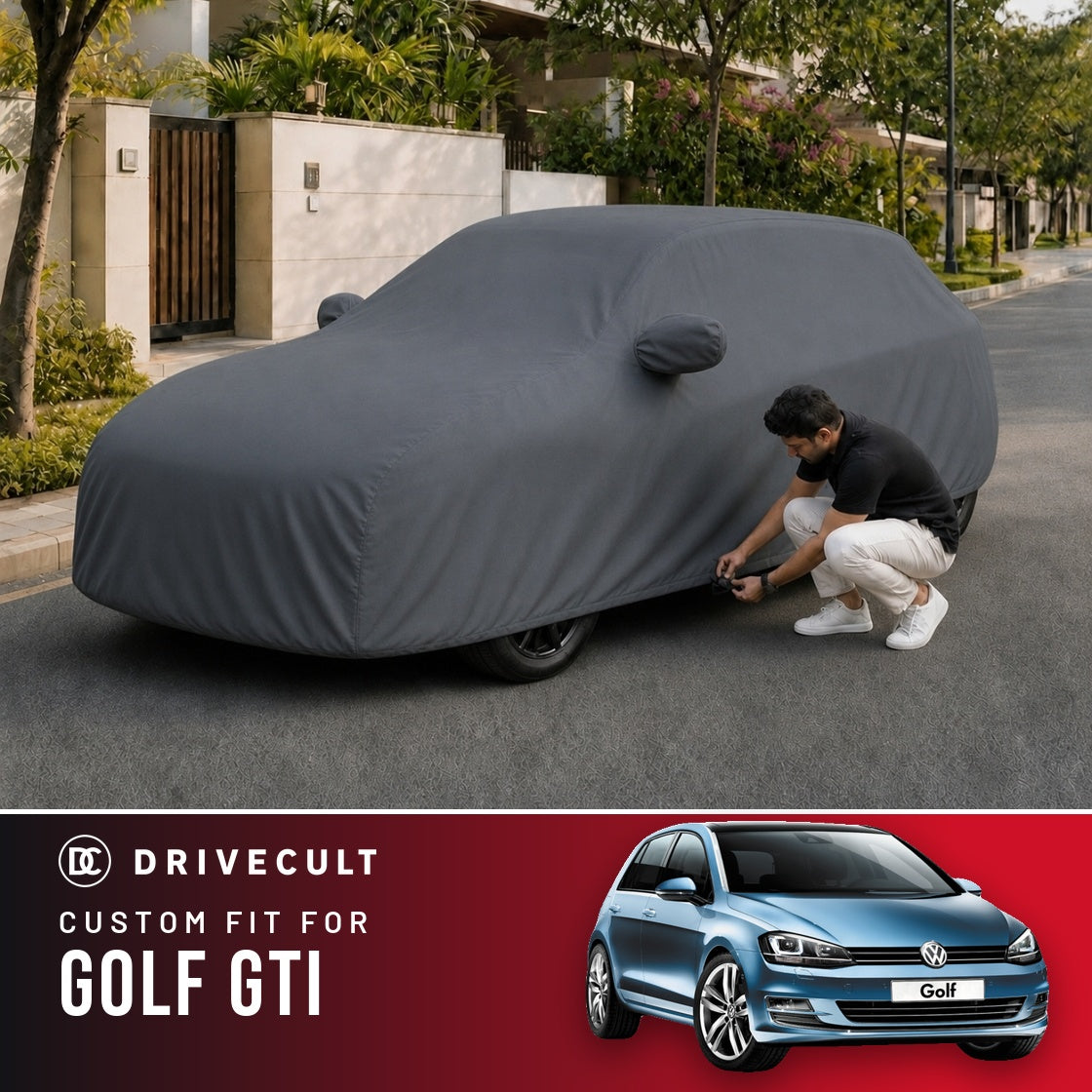 Volkswagen Golf GTI DriveCult Titan custom-fit waterproof car body cover