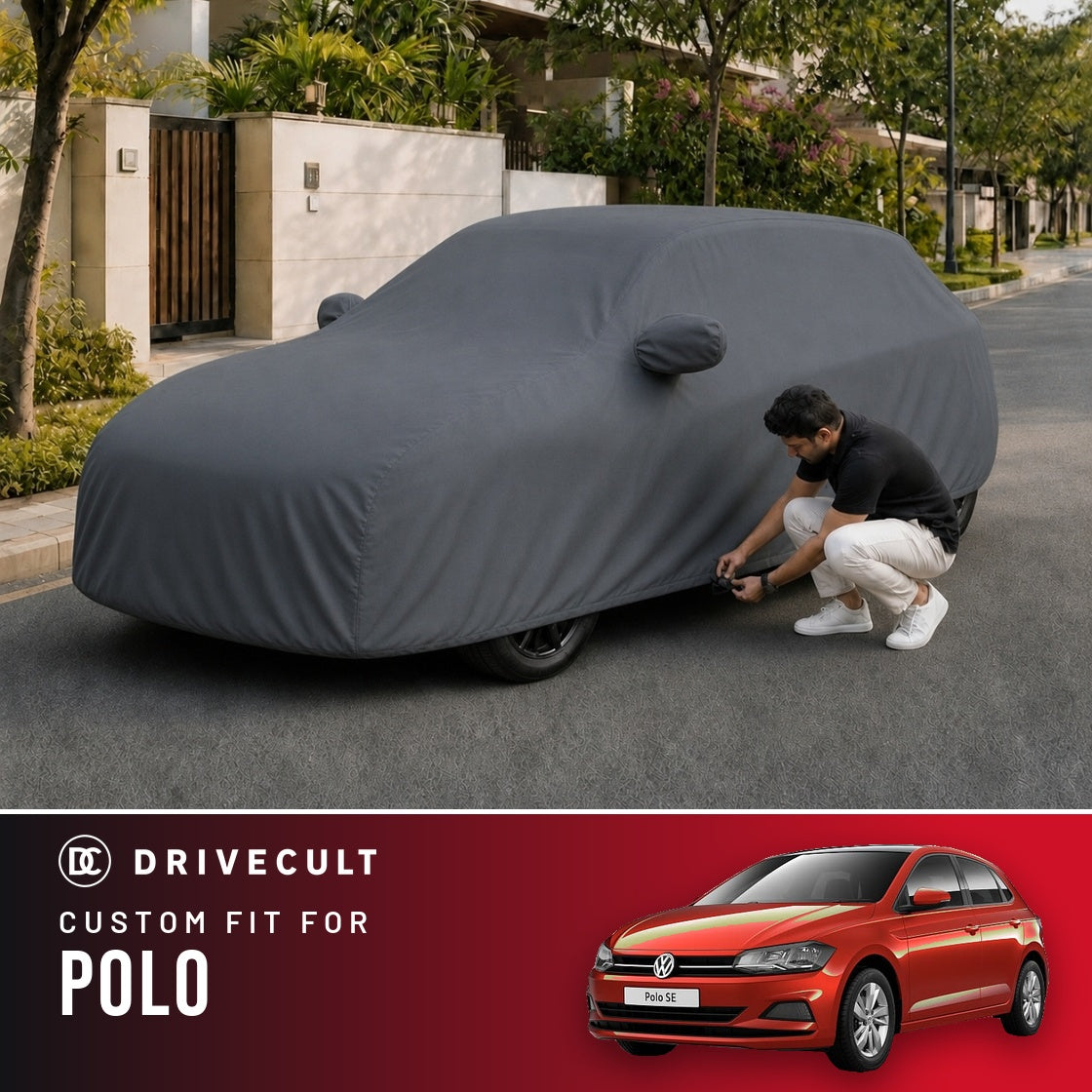 Volkswagen Polo DriveCult Titan custom-fit waterproof car body cover