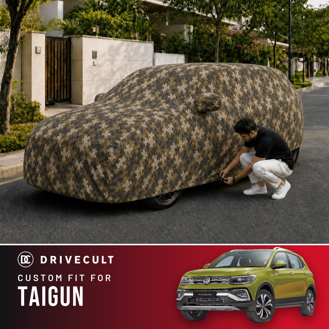 Volkswagen Taigun DriveCult Phantom custom-fit waterproof car body cover