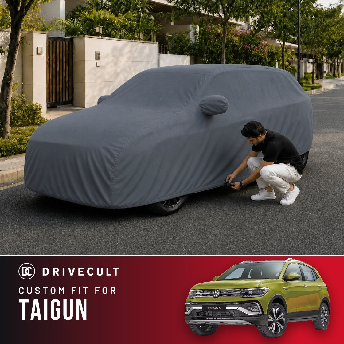Volkswagen Taigun DriveCult Titan custom-fit waterproof car body cover