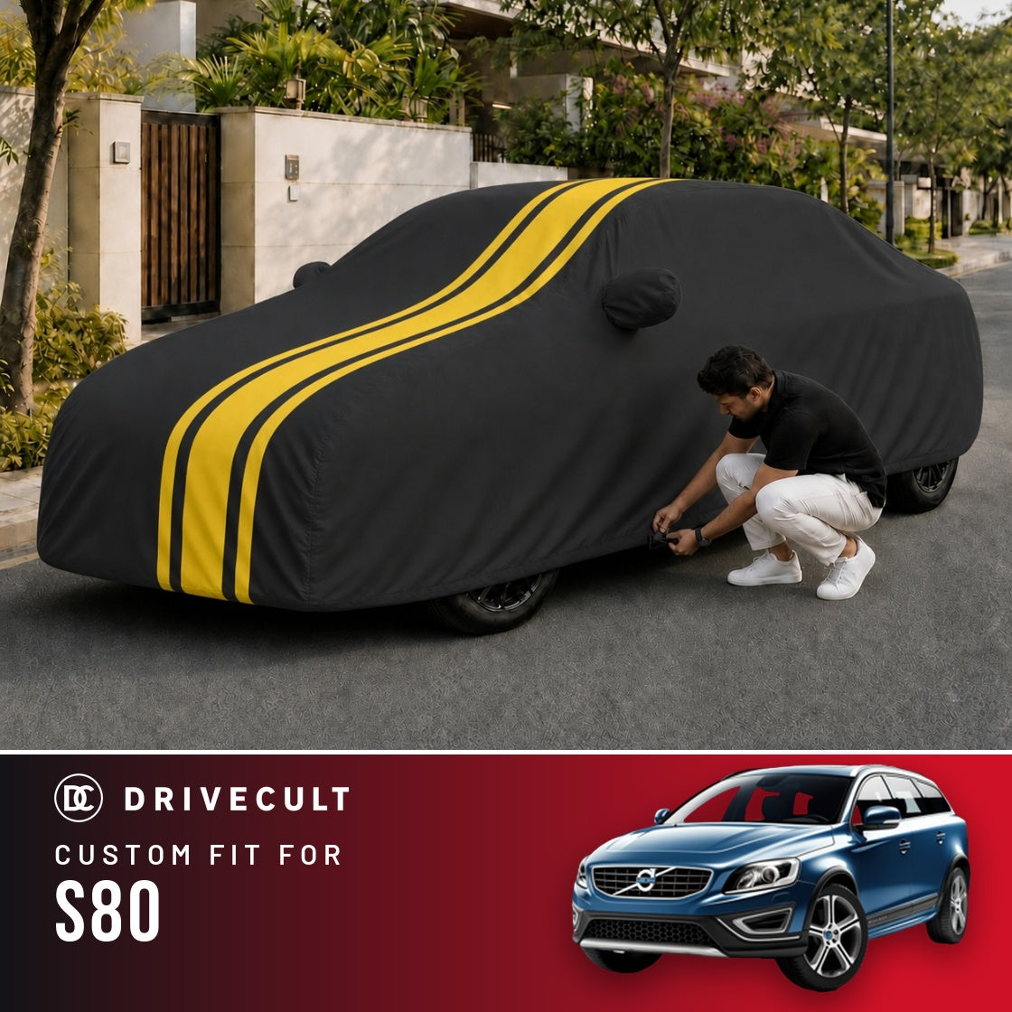 Volvo S80 DriveCult Blaze custom-fit waterproof car body cover