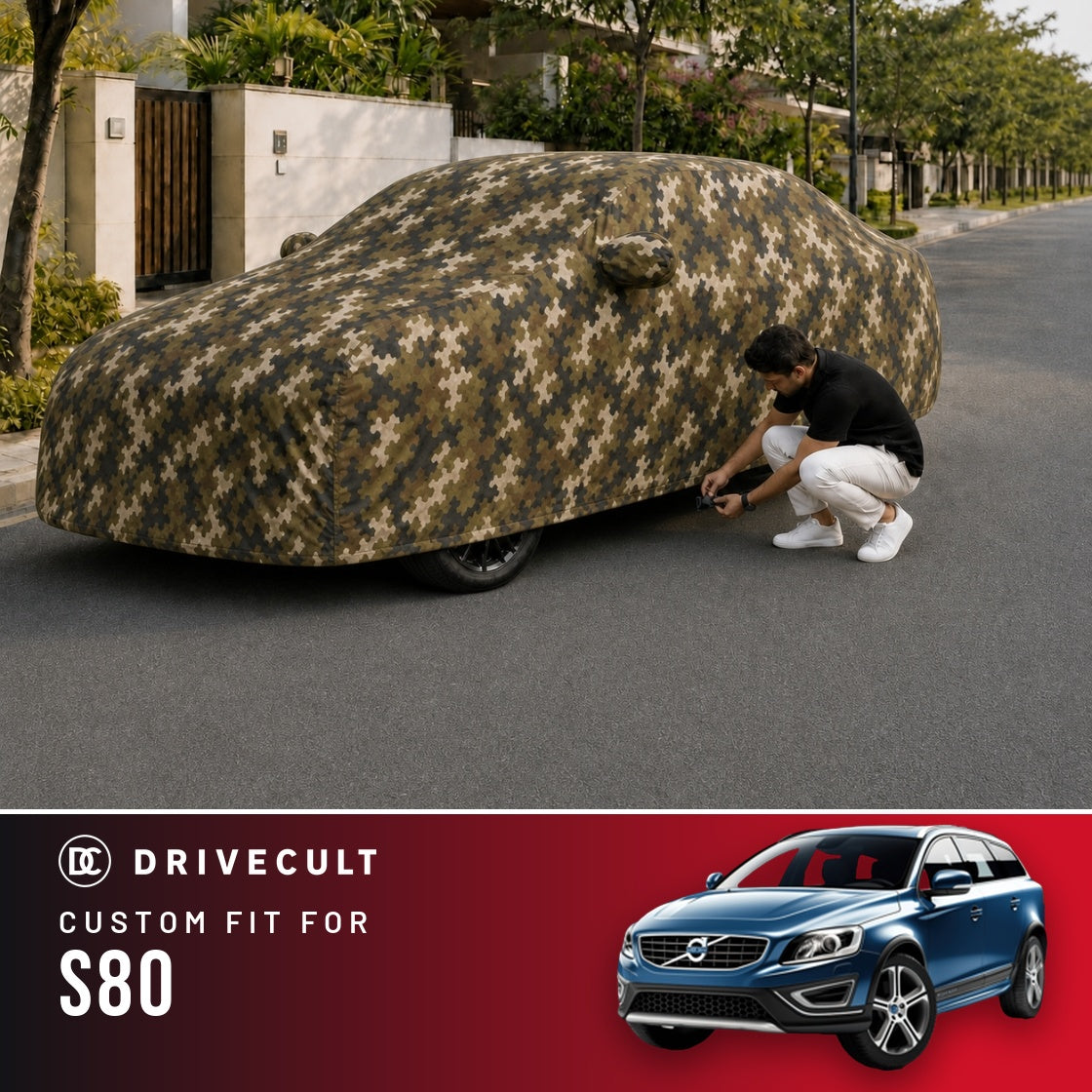 Volvo S80 DriveCult Phantom custom-fit waterproof car body cover