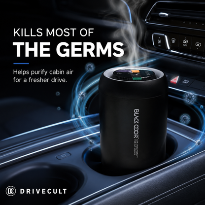 Black Odor car air cleanser freshening the cabin air on a drive