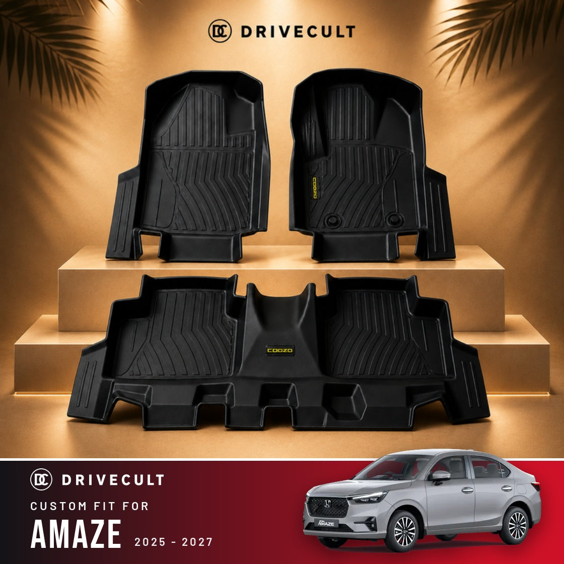 Honda Amaze 2025 - 2027 DriveCult ATM Mats custom-fit TPE floor mats