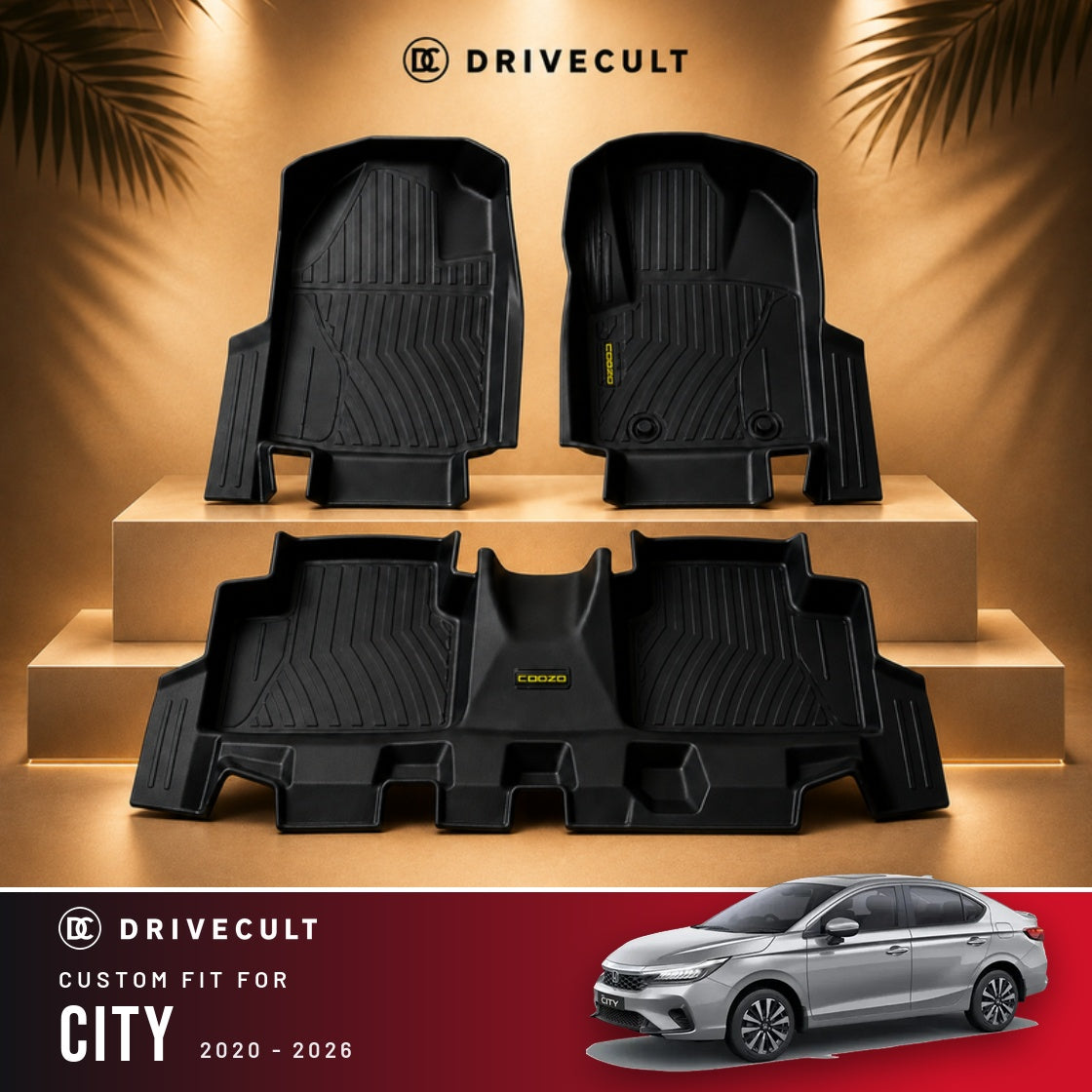 Honda City 2020 - 2026 DriveCult ATM Mats custom-fit TPE floor mats