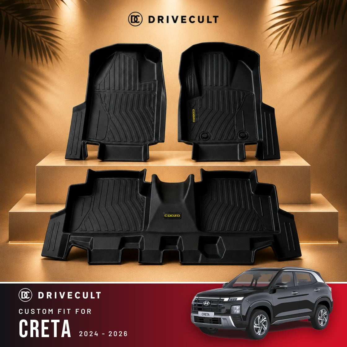 Hyundai Creta 2024 - 2026 DriveCult ATM Mats custom-fit TPE floor mats