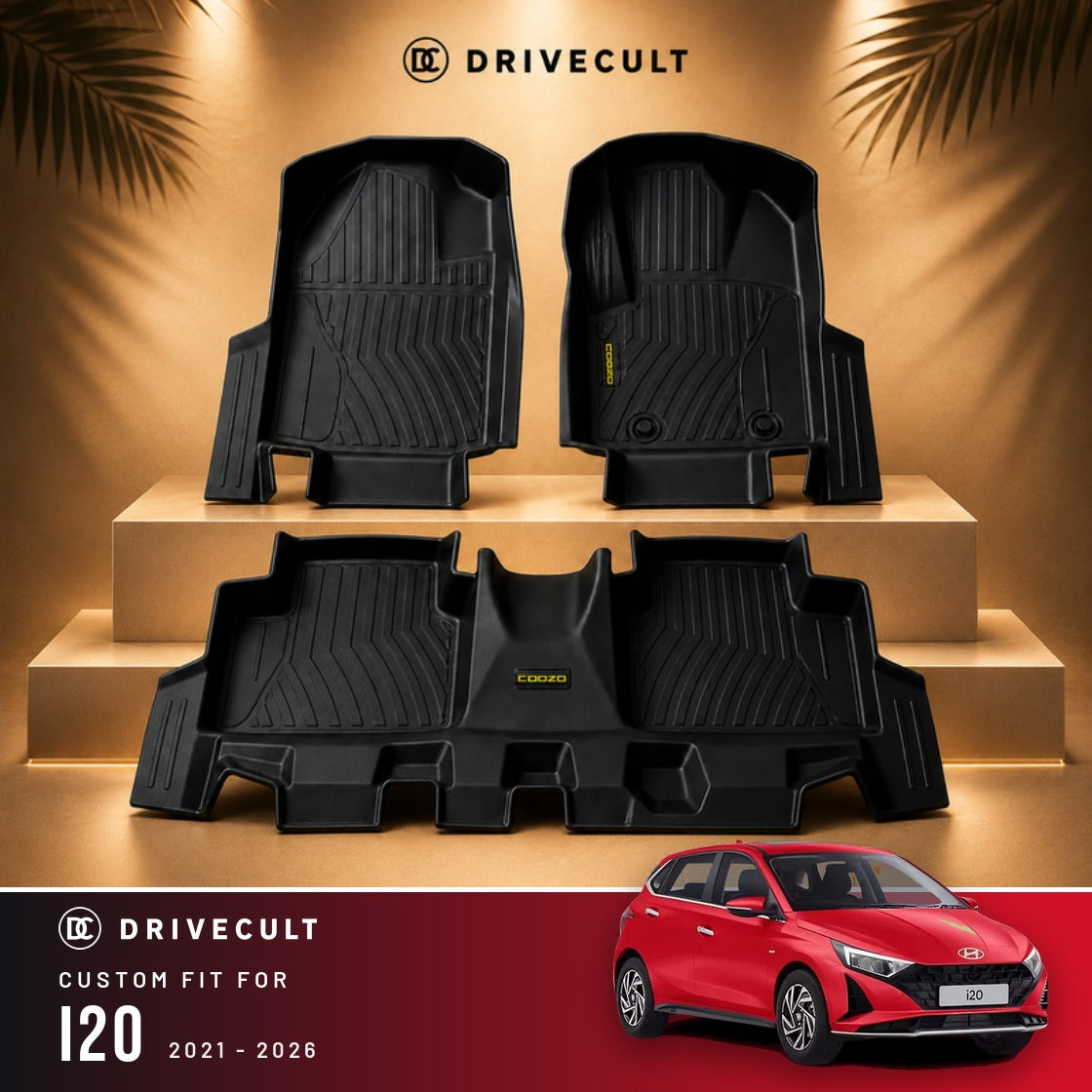 Hyundai i20 2021 - 2026 DriveCult ATM Mats custom-fit TPE floor mats