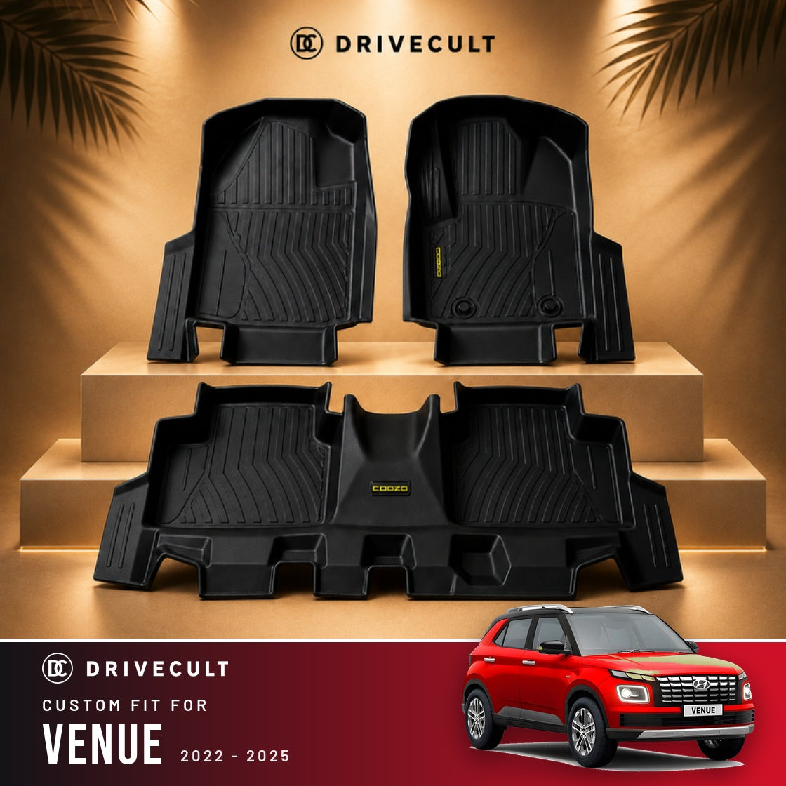 Hyundai Venue 2022 - 2025 DriveCult ATM Mats custom-fit TPE floor mats