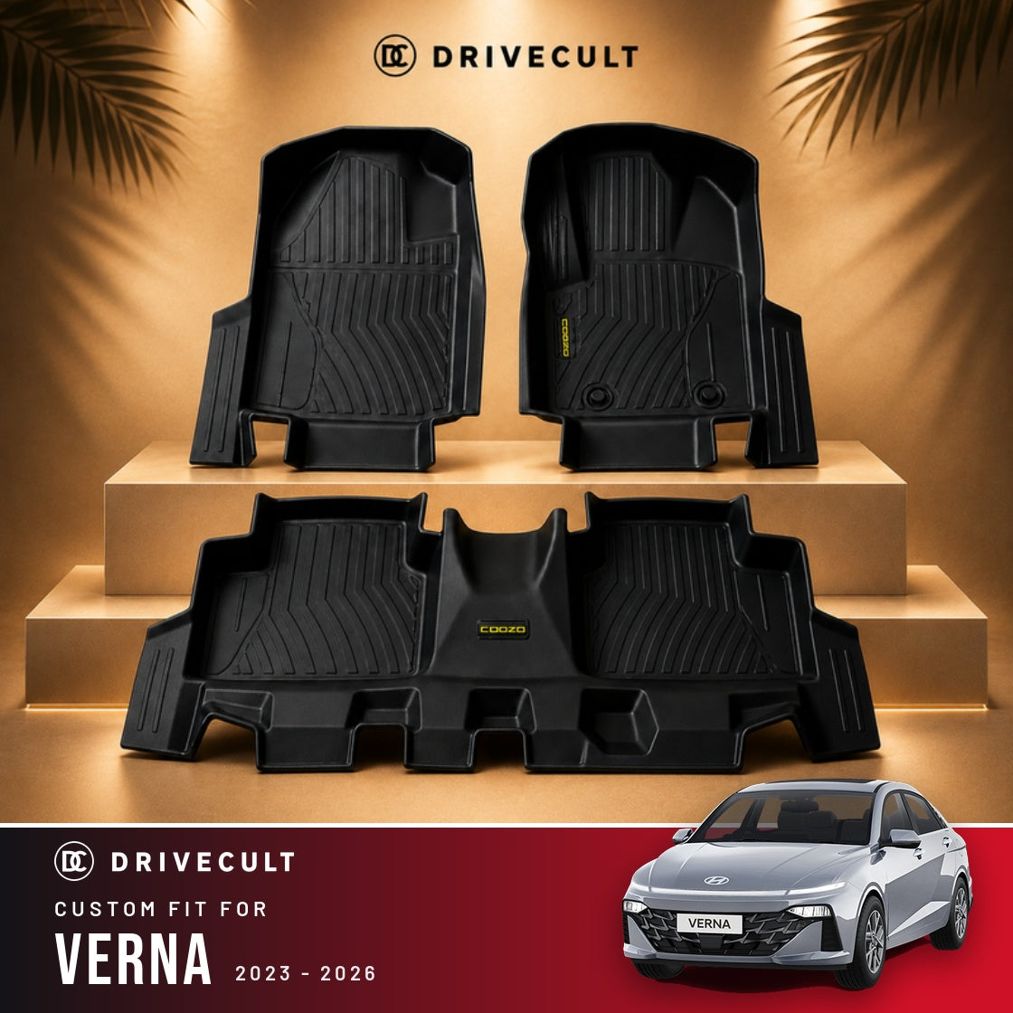 Hyundai Verna 2023 - 2026 DriveCult ATM Mats custom-fit TPE floor mats