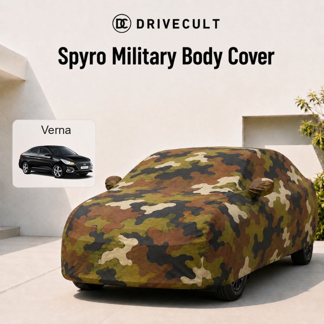 Hyundai Verna Body Cover · 2020–2022 Spyro Military body cover