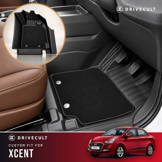 Hyundai Xcent DriveCult ATM X Mats custom-fit 2-layer floor mats