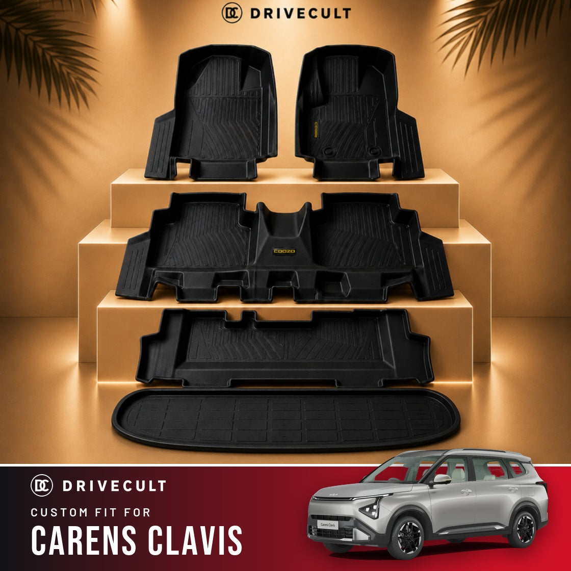 Kia Carens Clavis DriveCult ATM Mats custom-fit TPE floor mats