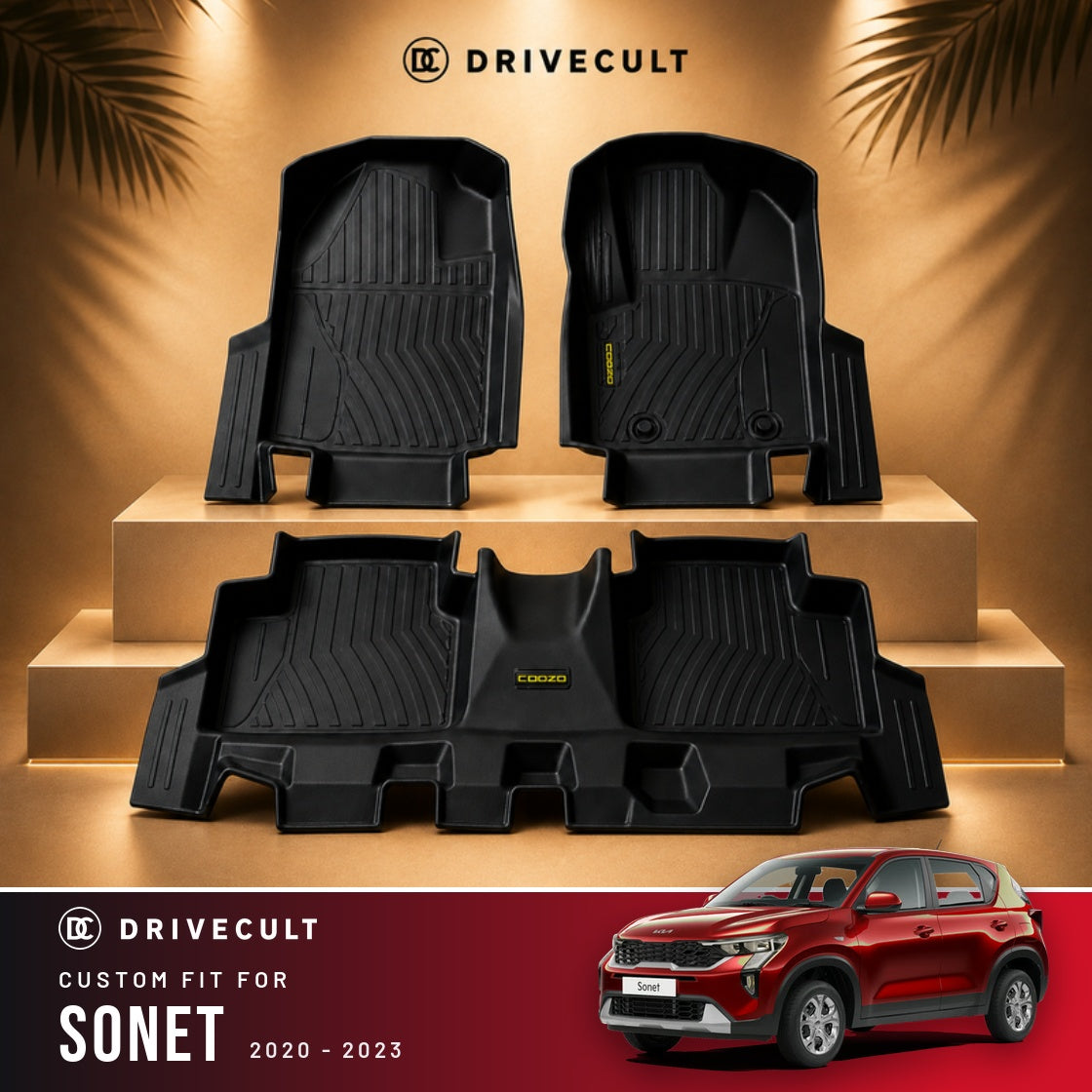 Kia Sonet 2020 - 2023 DriveCult ATM Mats custom-fit TPE floor mats