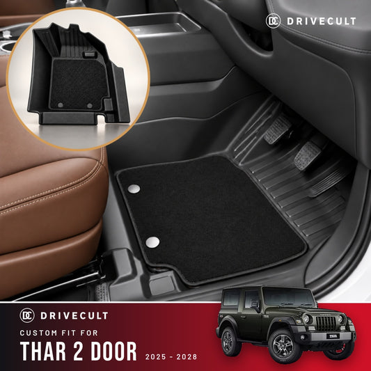 Mahindra Thar 2 Door 2025-2028 DriveCult ATM X Mats custom-fit 2-layer floor mats