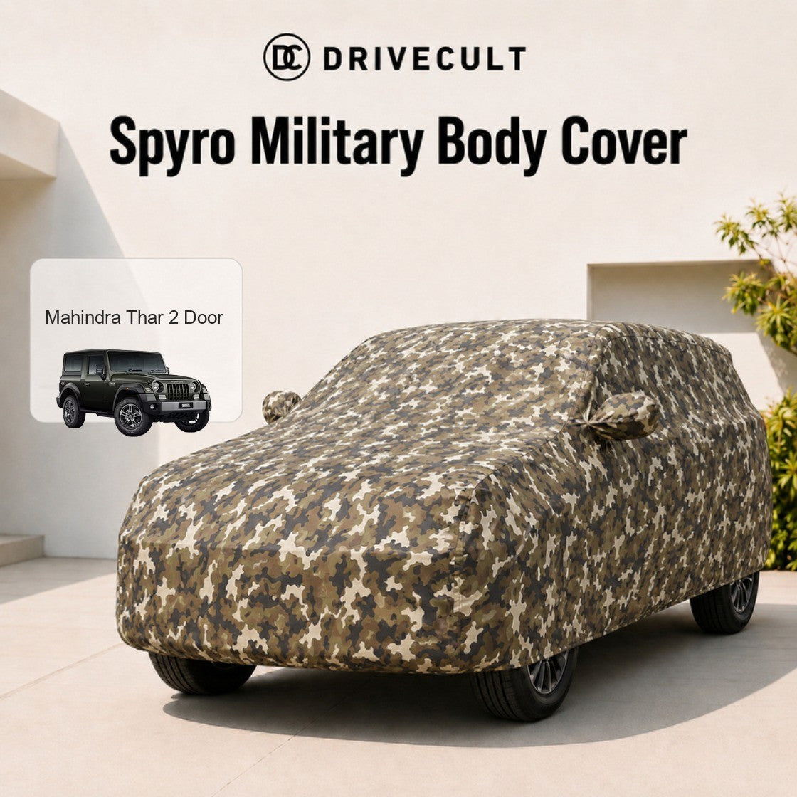 Mahindra Thar 2 Door Spyro Military body cover