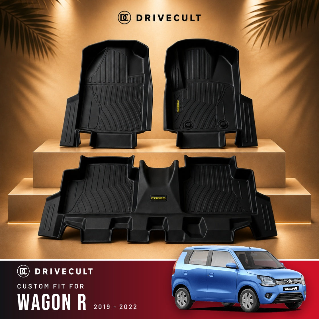 Maruti Suzuki Wagon R 2019 - 2022 DriveCult ATM Mats custom-fit TPE floor mats