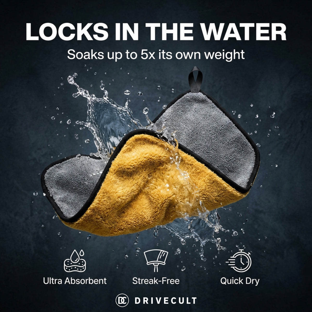 Microfibre cloth soaks up to 5x its own weight