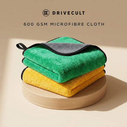 Two folded DriveCult microfibre cloths