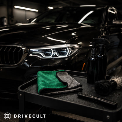 Microfibre cloth on a detailing cart