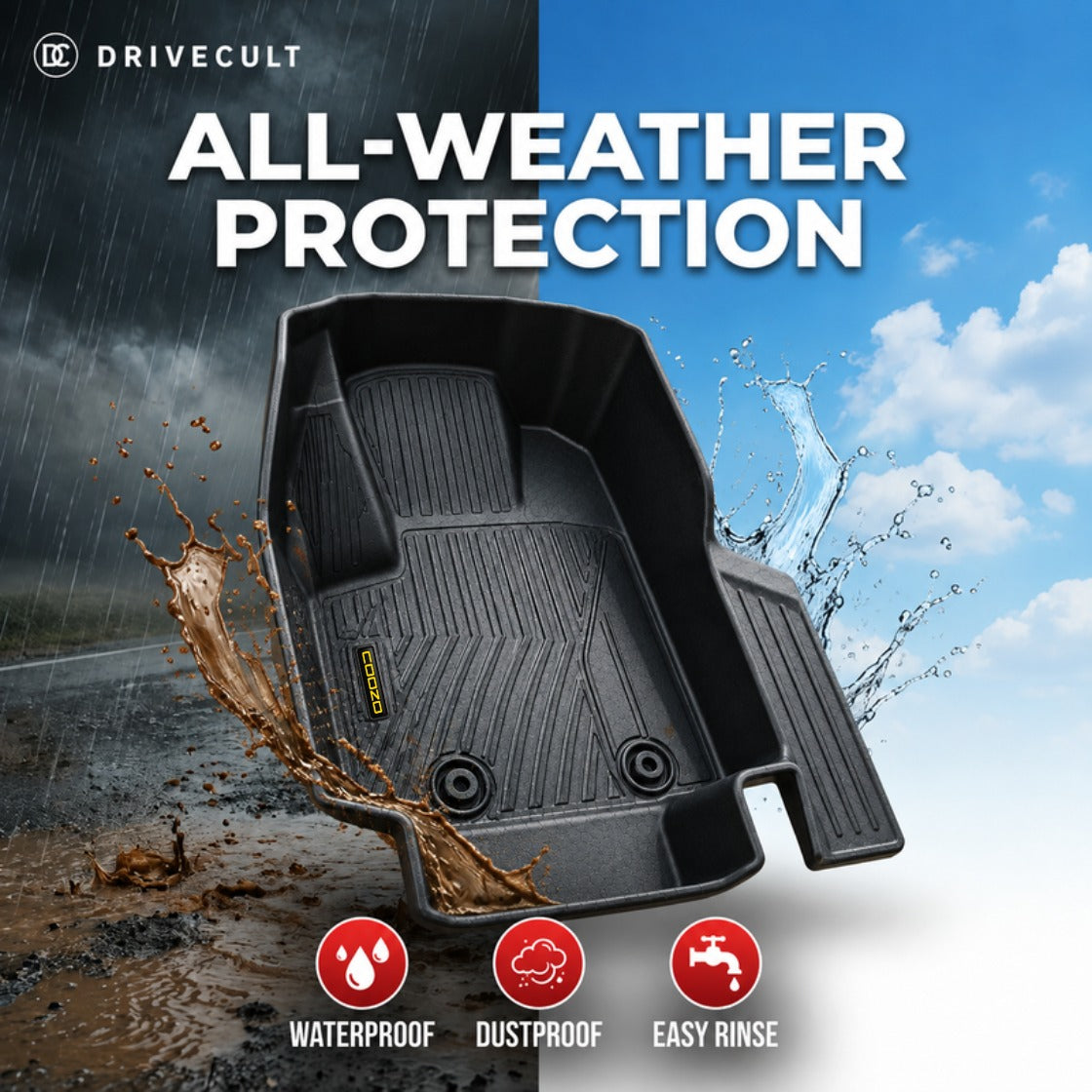 Volkswagen Taigun ATM Mats - all-weather waterproof and dustproof TPE floor mats, easy rinse