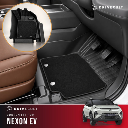 Tata Nexon EV DriveCult ATM X Mats custom-fit 2-layer floor mats