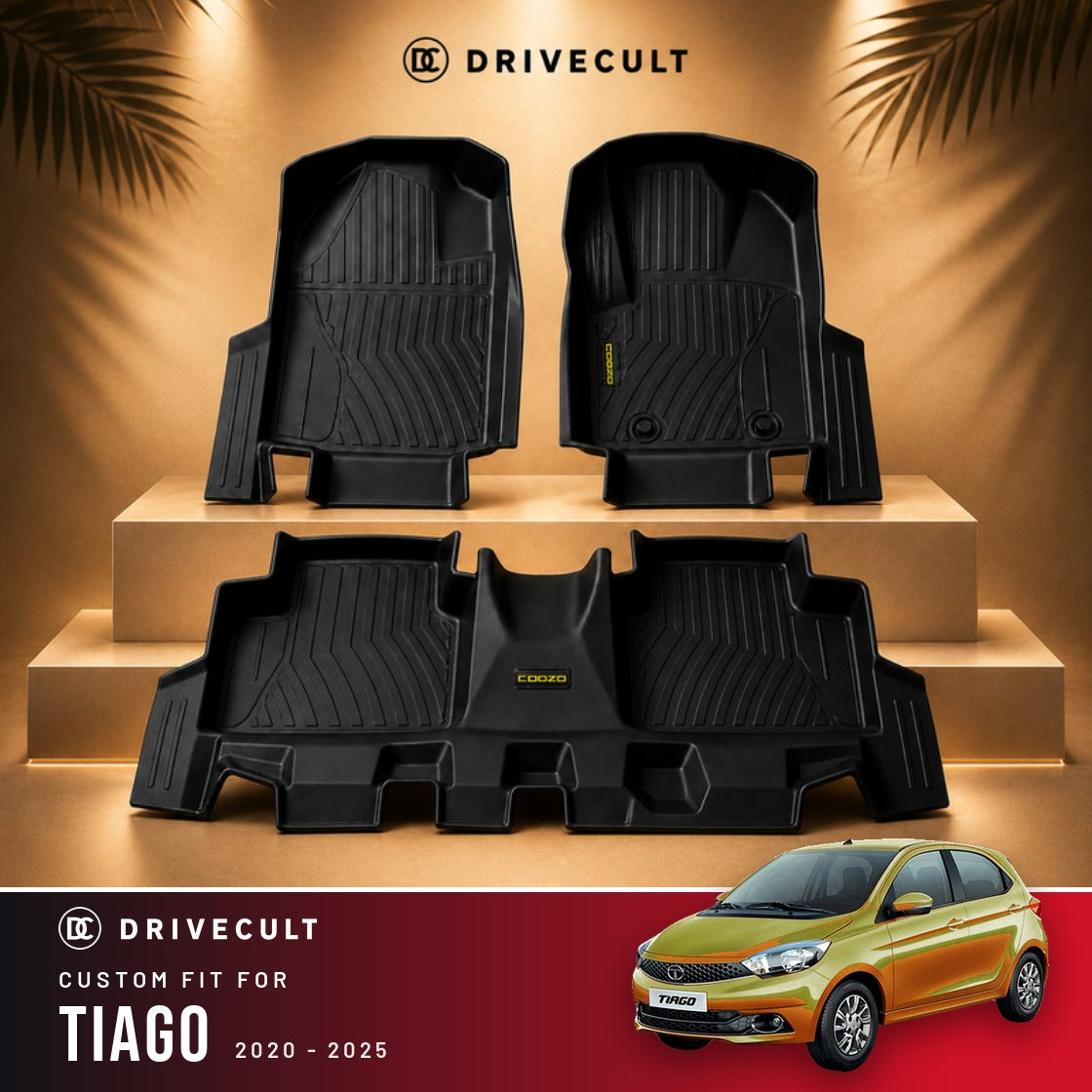 Tata Tiago 2020 - 2025 DriveCult ATM Mats custom-fit TPE floor mats