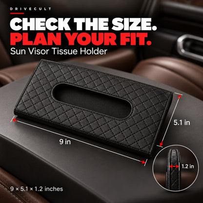 Sun visor tissue holder size: 9 x 5.1 x 1.2 inches