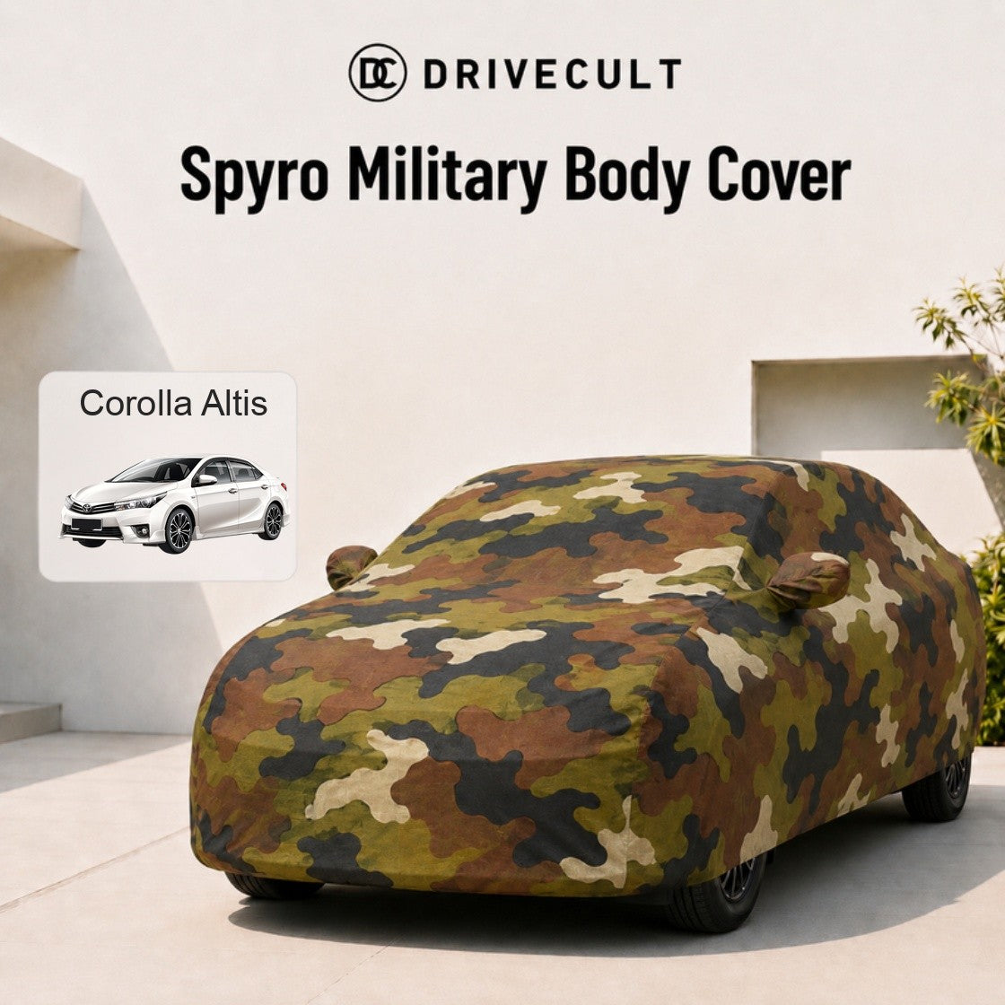 Toyota Corolla Altis Body Cover · 2014–2016 Spyro Military body cover