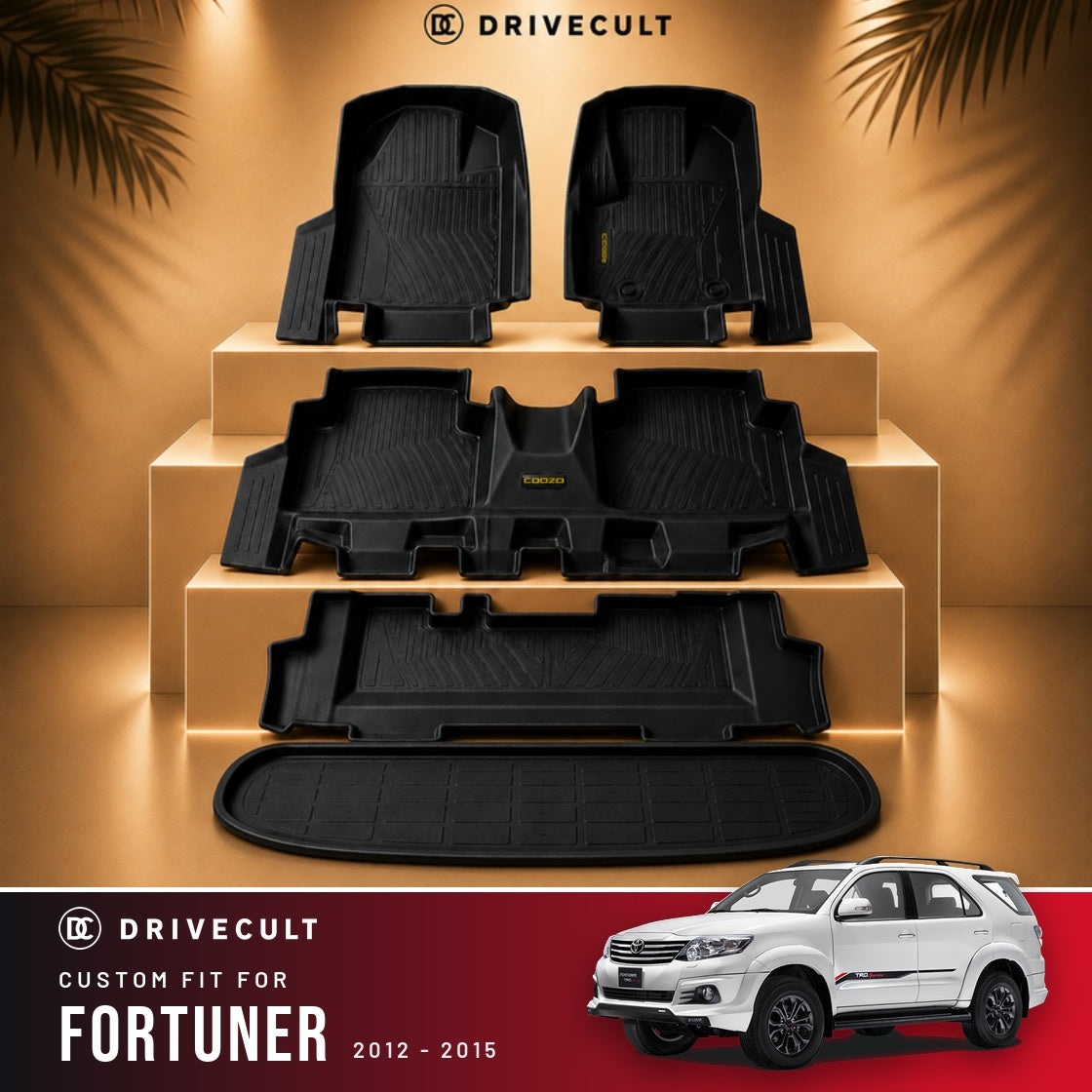 Toyota Fortuner 2012 - 2015 DriveCult ATM Mats custom-fit TPE floor mats