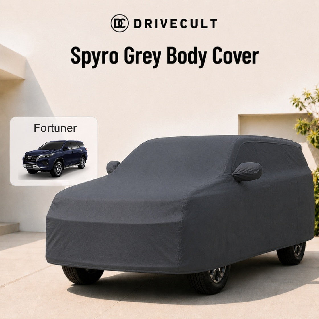Toyota Fortuner Body Cover · 2021–2023 Spyro Grey body cover