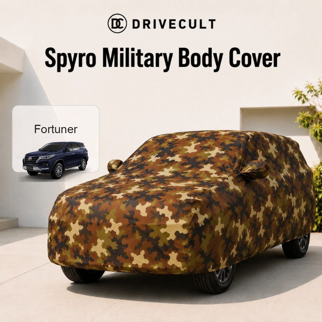 Toyota Fortuner Body Cover · 2021–2023 Spyro Military body cover
