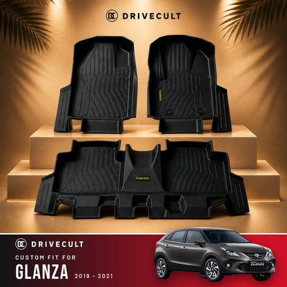 Toyota Glanza 2019 - 2021 DriveCult ATM Mats custom-fit TPE floor mats