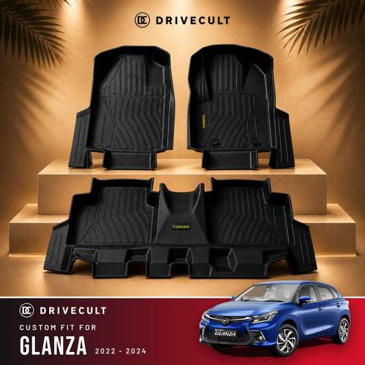 Toyota Glanza 2022 - 2024 DriveCult ATM Mats custom-fit TPE floor mats