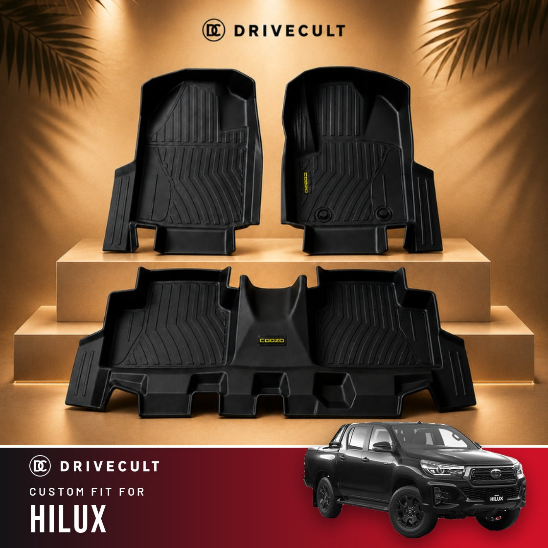 Toyota Hilux DriveCult ATM Mats custom-fit TPE floor mats